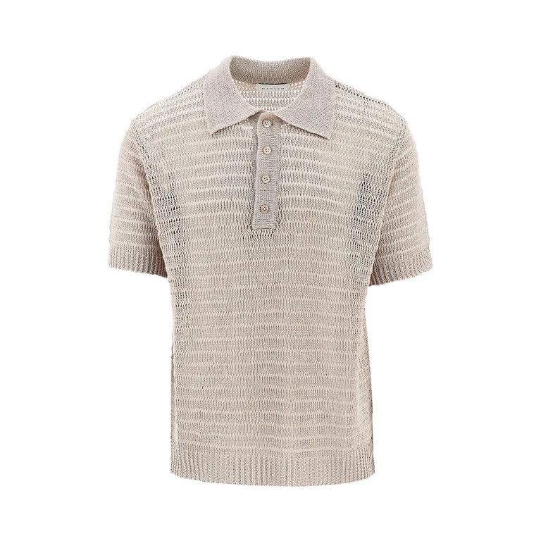 Linen knitted polo shirt Man XL