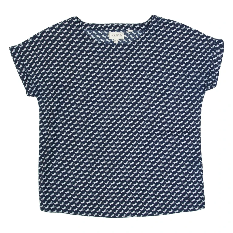 JACK WILLS Womens Printed Top Blue Crazy Pattern UK 10