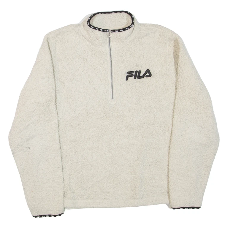 FILA Womens Fleece Beige 1/4 Zip UK 14
