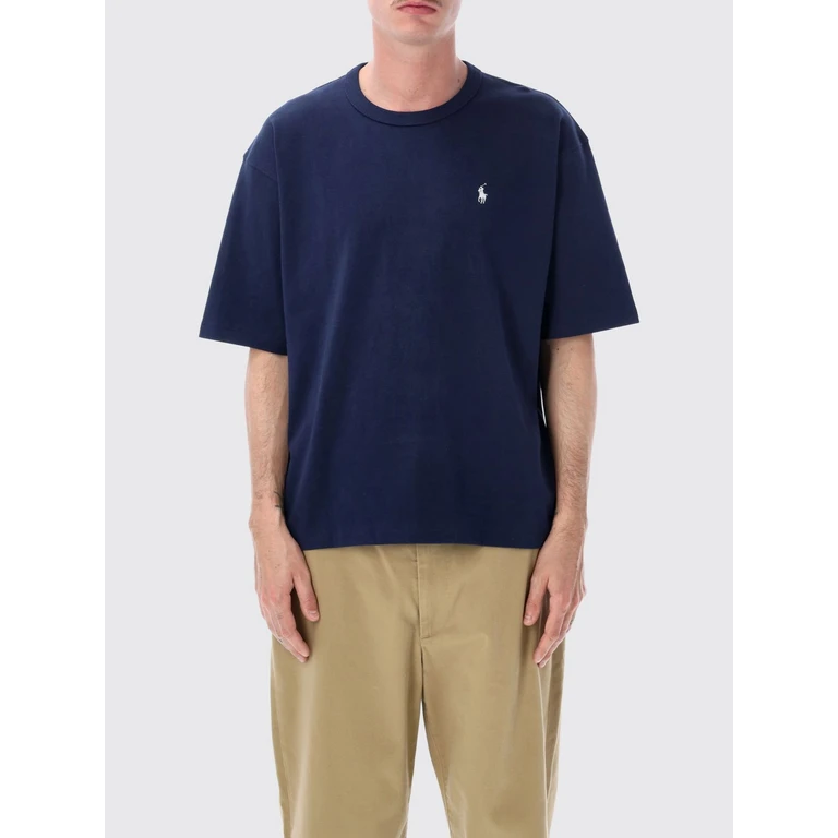 Crewneck Cotton T-Shirt with Contrasting Embroidered Logo (710A12979013)