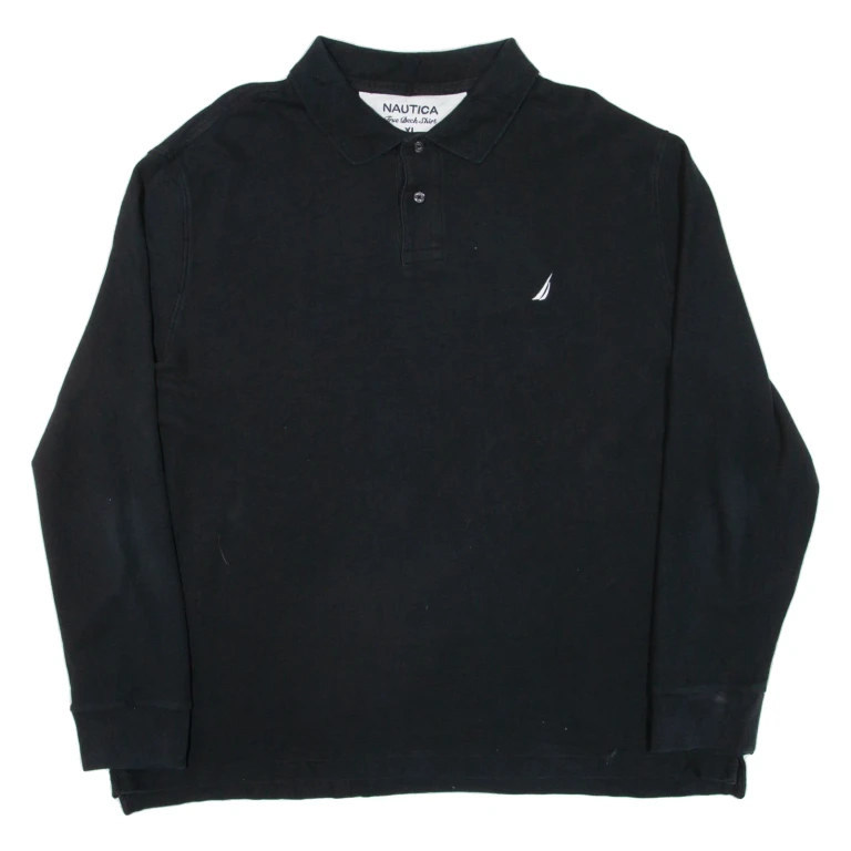 NAUTICA Mens Polo Shirt Black Long Sleeve XL