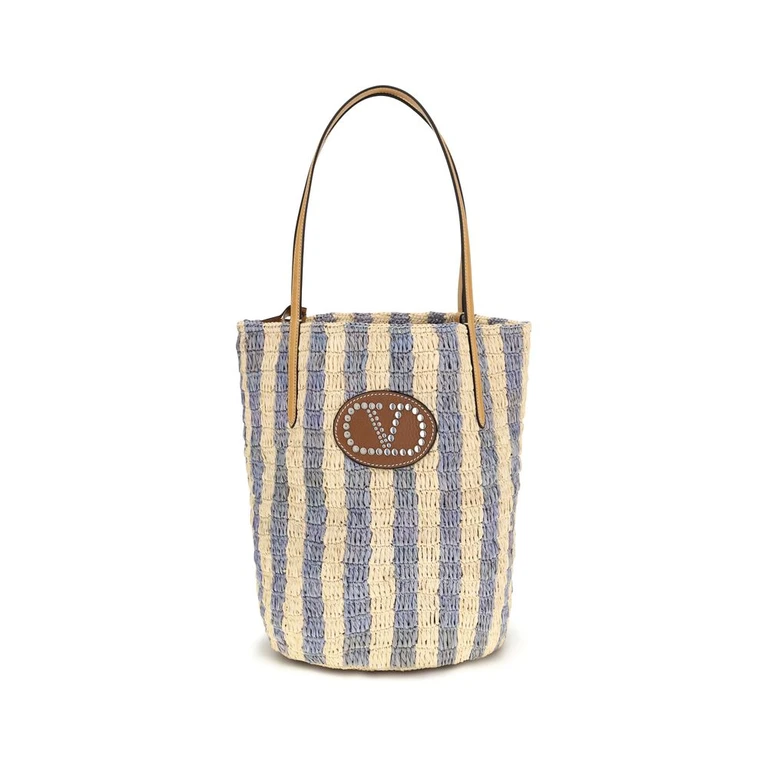 VALENTINO GARAVANI Striped raffia Bucket Bag Female UNI