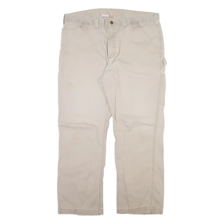 CARHARTT Carpenter Mens Trousers Beige Relaxed Straight W38 L30