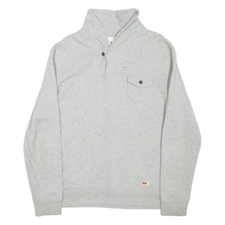 LEVI'S Mens Sweatshirt Grey Collared L