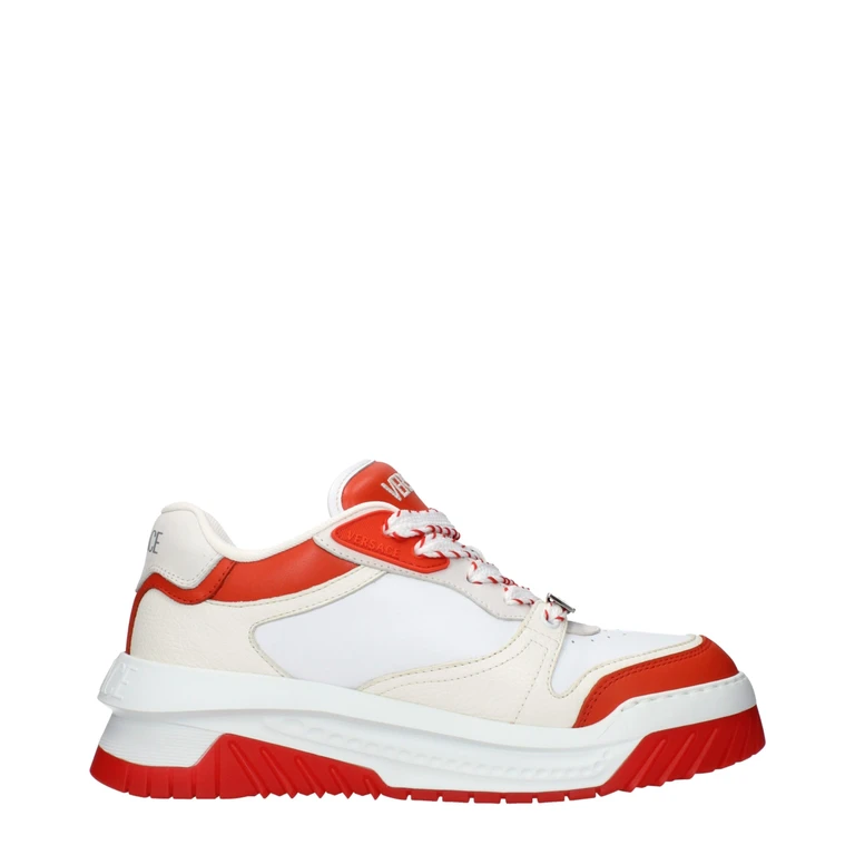 Versace White Leather Athletic Sneakers - Men