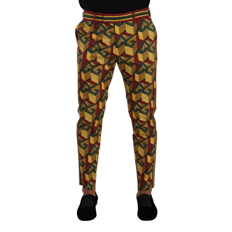 Dolce & Gabbana Multicolor Logo Mania Cotton Tapered Trouser Pants Elastane - Men