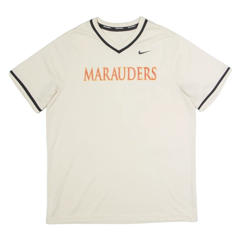 NIKE Marauders Baseball #57 Mens Jersey Cream USA V-Neck XL