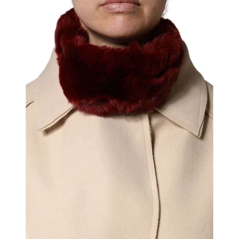 Red Lamb Fur Collar Women Neck Wrap 50cm X 8cm Scarf - Women