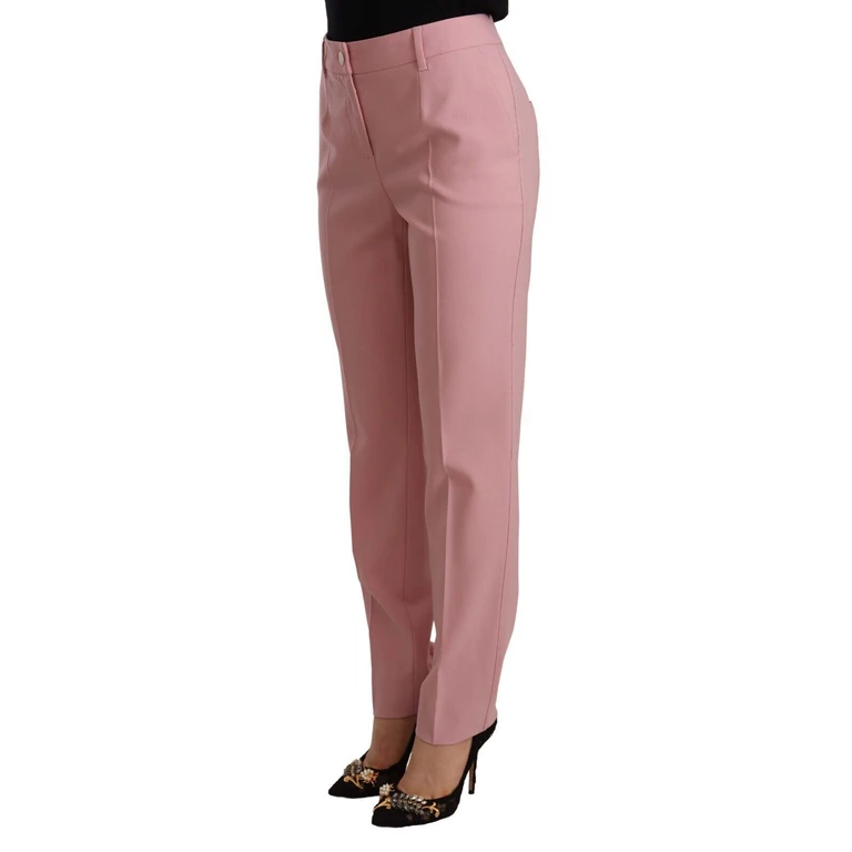 Dolce & Gabbana Pink Wool Stretch High Waist Trouser Pants Virgin Elastane - Women