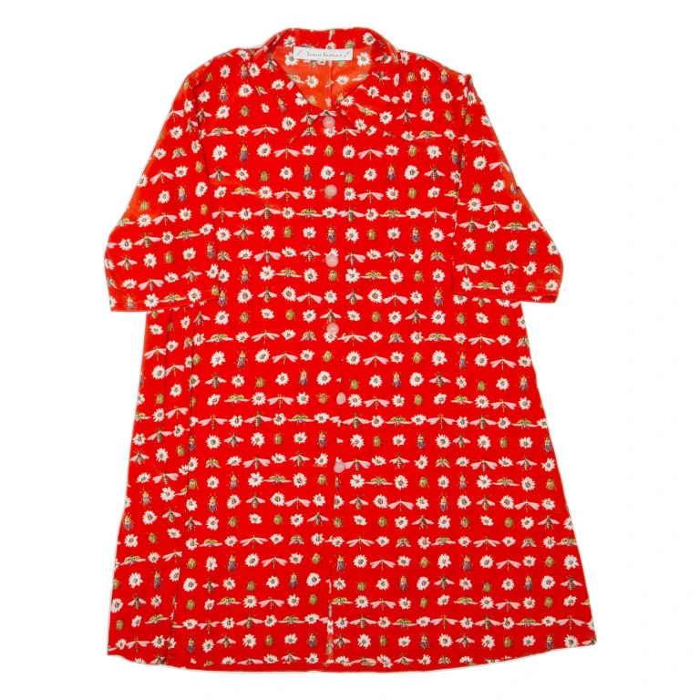 LISETTE LEUTHARD Womens Shirt Dress Orange Floral Short Sleeve Knee Length L