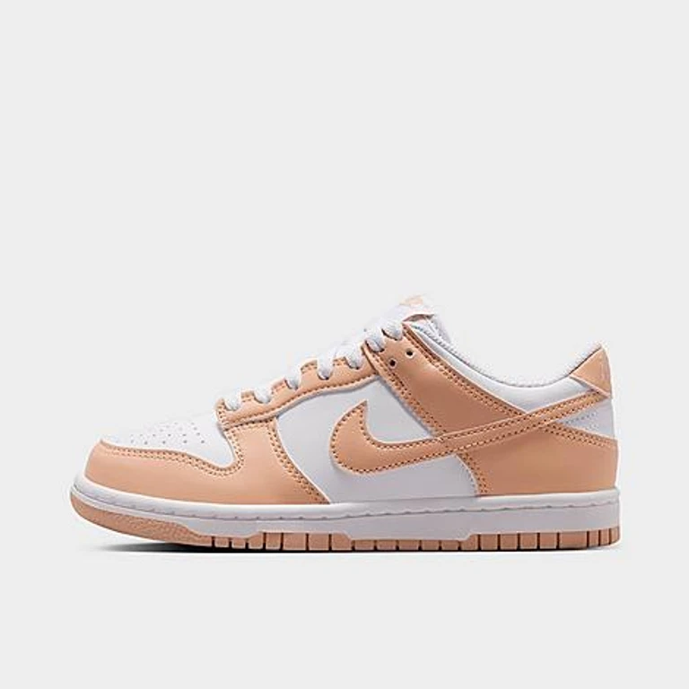 Nike Big Kids Dunk Low Casual Shoes in White/Shimmer/White Size: 3.5