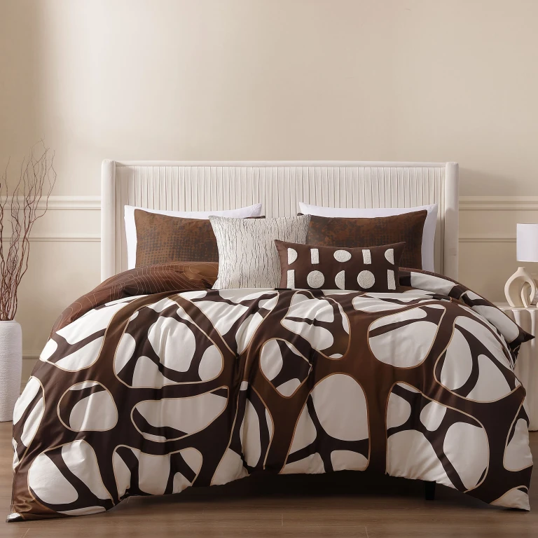 Toffee Web 5 Piece Reversible Comforter Set