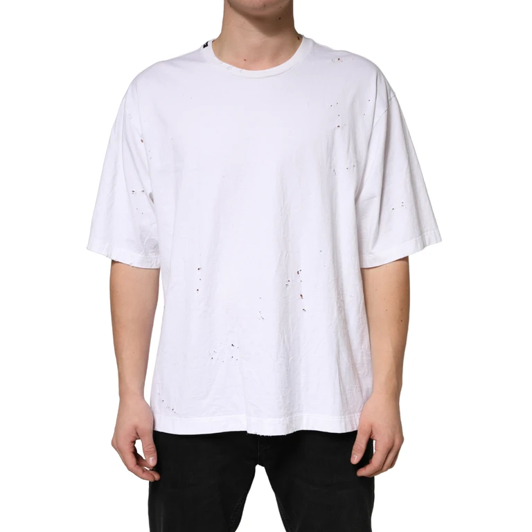 Dolce & Gabbana White Cotton Crewneck Short Sleeve T-Shirt - Men