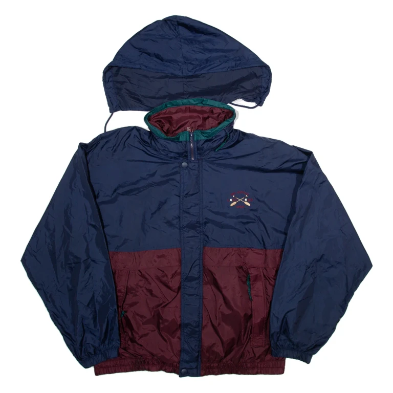 DUNBROOKE Mens Jacket Blue Nylon 90s Hooded XL