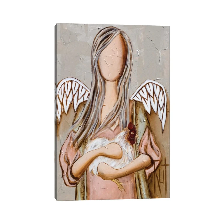 Angel Holding Chicken by Ruth's Angels - Canvas Gallery Wrap