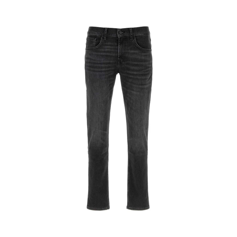 Seven For All Mankind Black Stretch Denim Slimmy Tapered Jeans Nero - Men