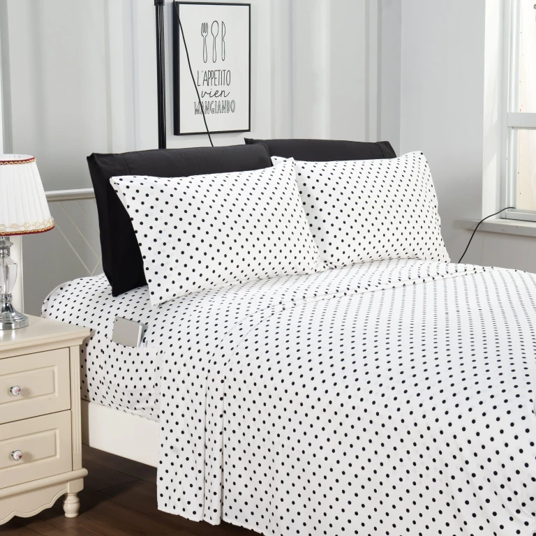 6-Piece Polka Dot Printed Sheet Set - Soft as a Hotel Premium Quality