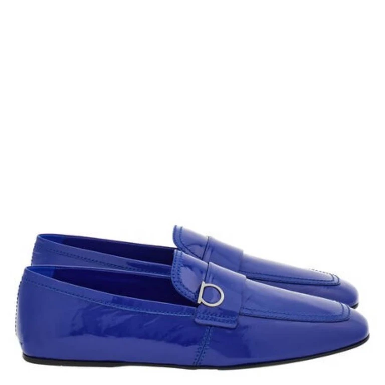 Ferragamo Gancini Ornament Leather Loafers, Size 9
