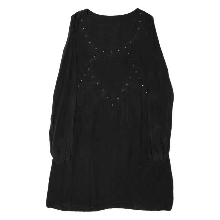 Beachwear Womens A-Line Dress Black Long Sleeve Knee Length M