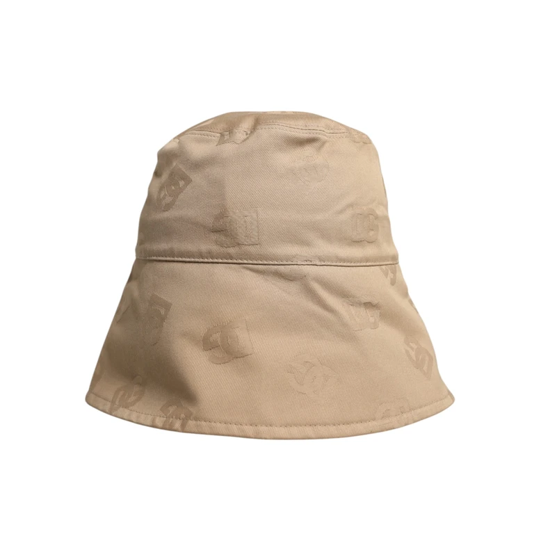 Dolce & Gabbana Beige Logo Monogram Cotton Bucket Cap Accessory - Men