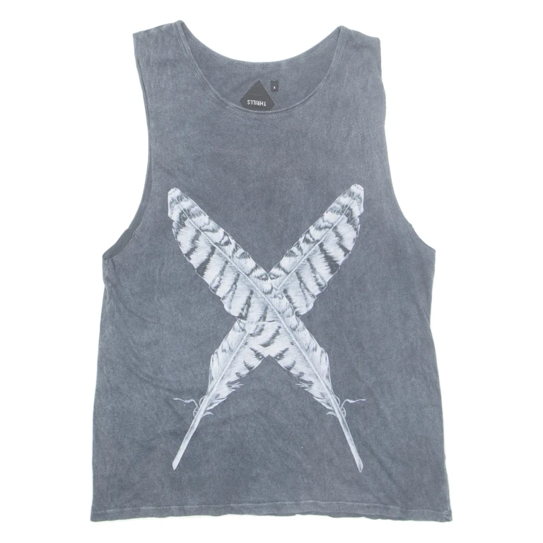THRILLS Feathers Womens Vest Grey Sleeveless UK 8