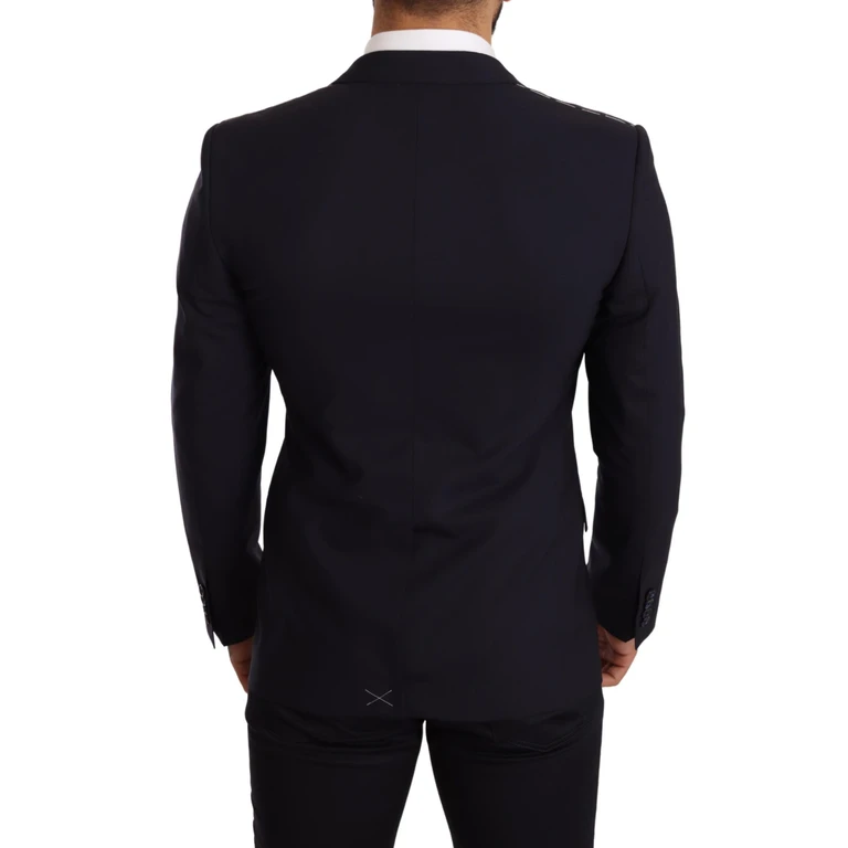 Dolce & Gabbana Navy Blue Wool Slim Fit Martini Blazer Virgin Elastane Clothing - Men