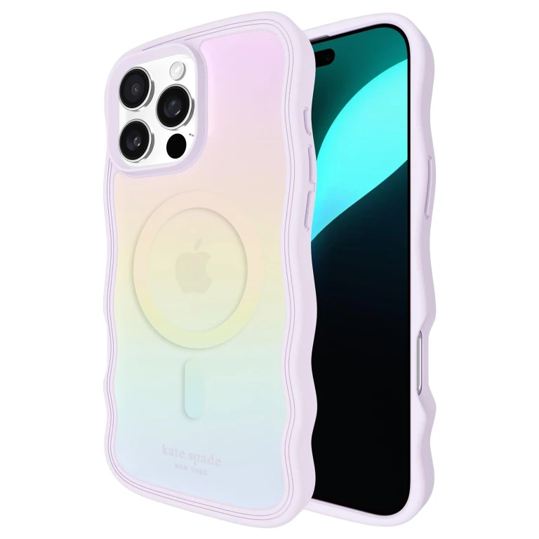 new york iPhone 16 Pro Max Case - Compatible with MagSafe - Designer Phone Case - Wavy Opal Iridescent