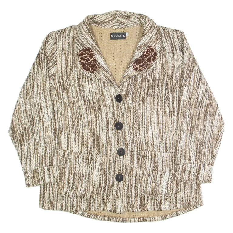 MARIA A Womens Blazer Jacket Brown Knit 90s M