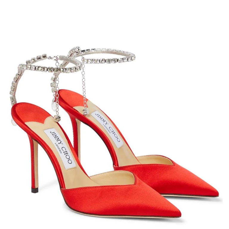 Saeda 100 Satin Pointed-Toe Pumps, Brand Size 34.5 ( US Size 4.5 )