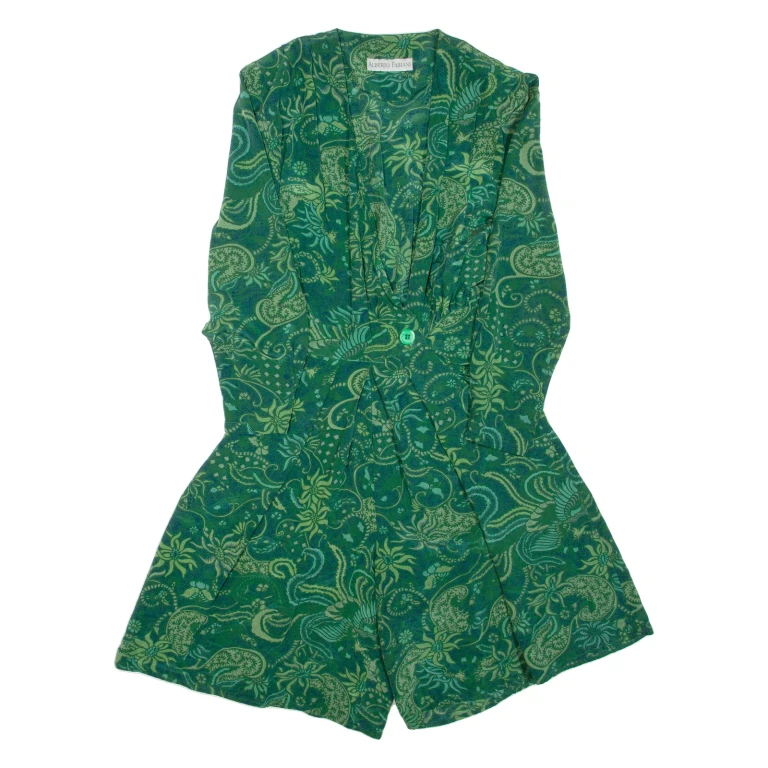 ALBERTO FABIANI Womens Playsuit Green Floral Wide-Leg M