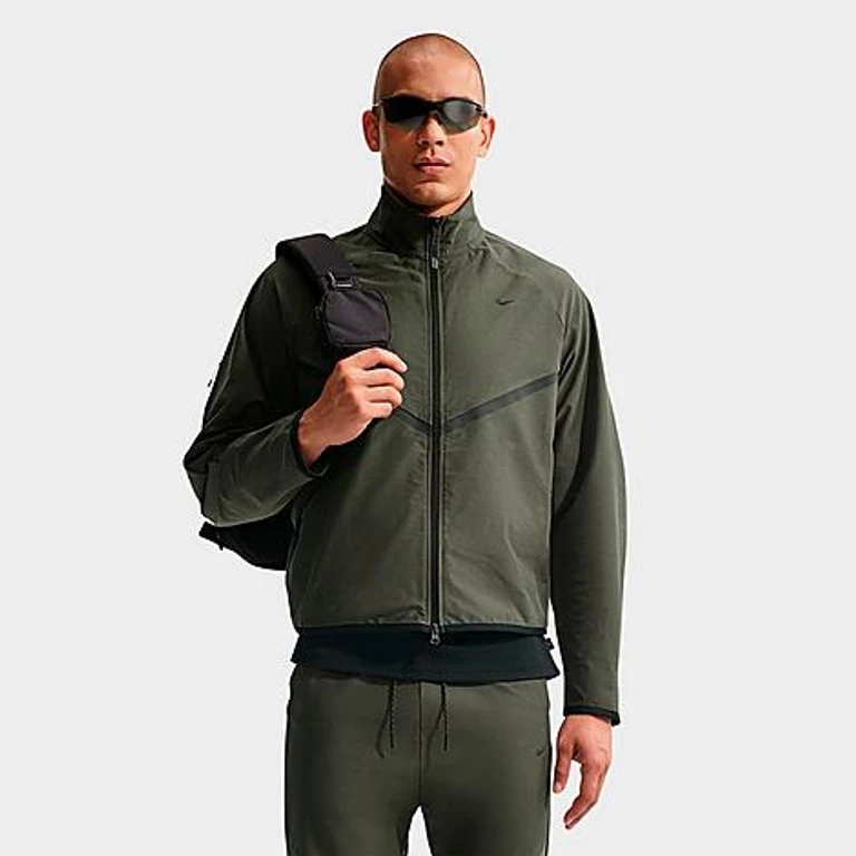 Nike Men's Sportswear Tech Dri-FIT Shori Knit Track Jacket in Cargo Khaki/Black Size: XS