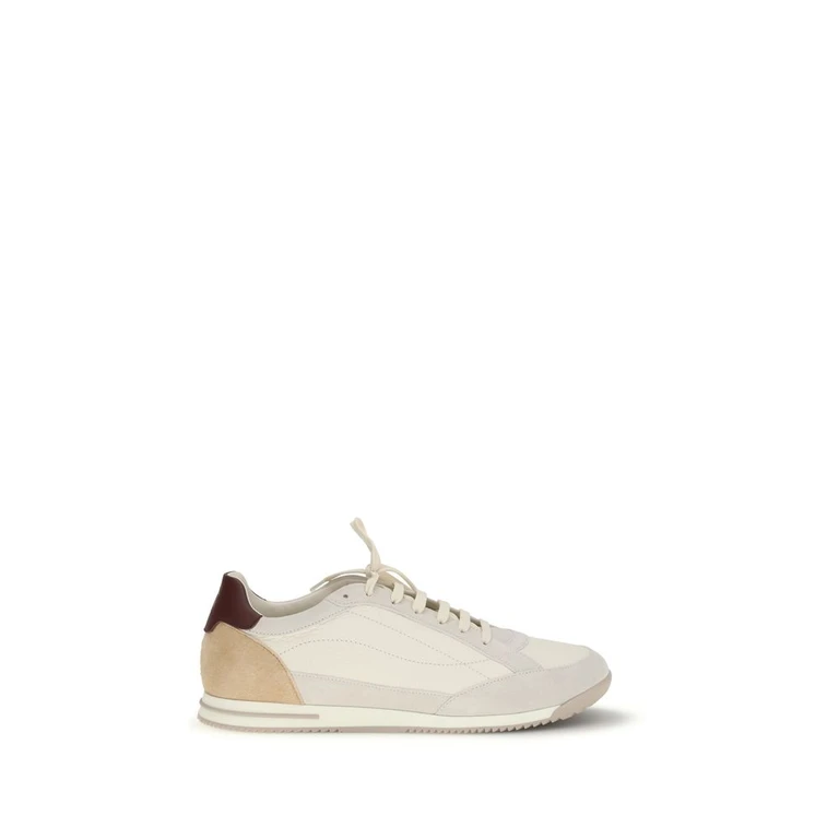 Brunello Cucinelli Beige Calf Leather Bos Taurus Sneakers - Men