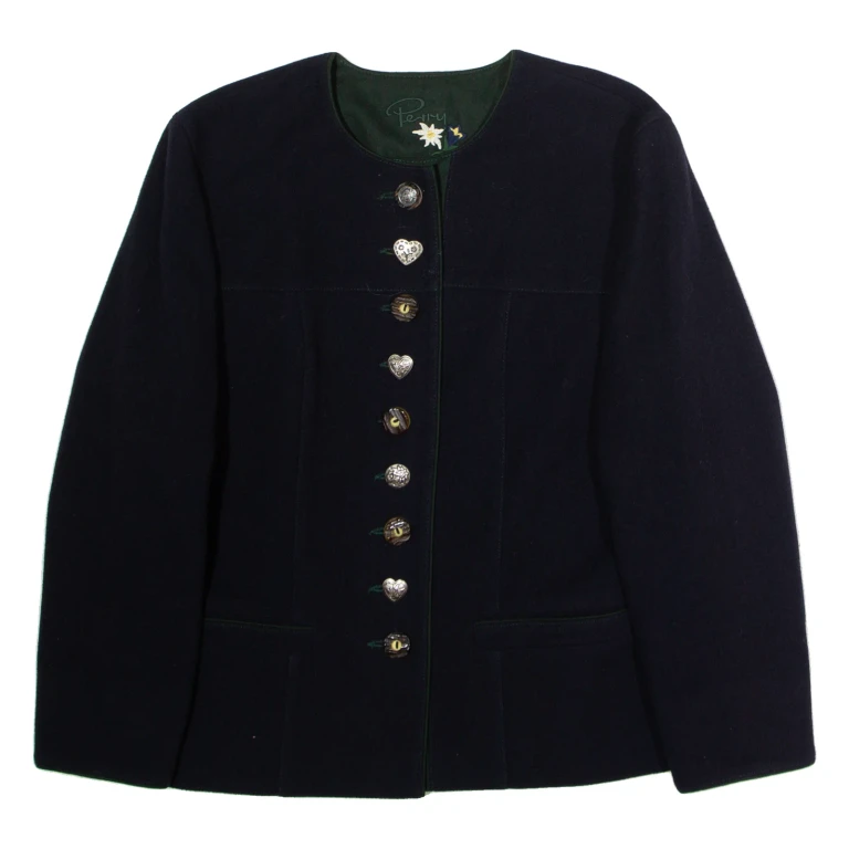 PERRY Womens Blazer Jacket Blue Wool UK 10