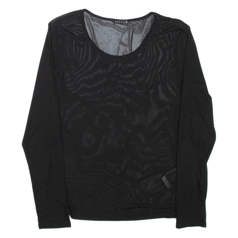 BREAL Sheer Womens Top Black Long Sleeve L