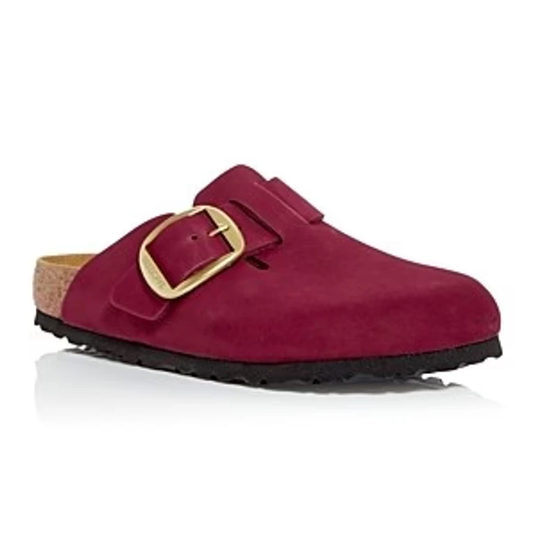 Boston Big Buckle Nubuck Leather Clogs