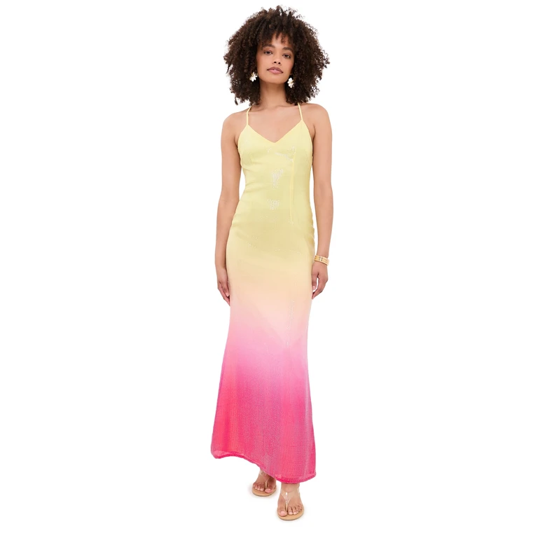 Runaway the Label Niyah Maxi Dress Aqua/Lemon Ombre L