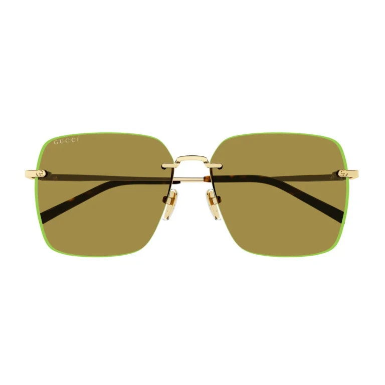 Gucci Gg1955sa Linea Institutional Logo Gold / Green Metallo Sunglasses - Women