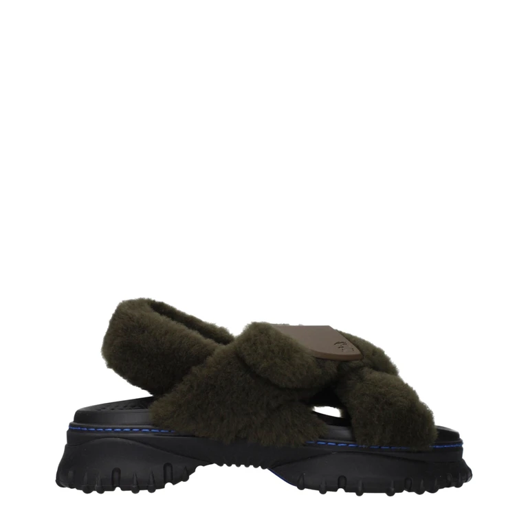 Burberry Green Fur Slippers - Women