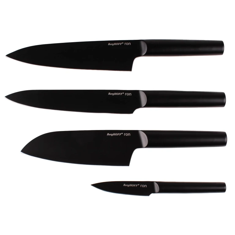 Ron Stainless Steel 4pc Knife Set, Black