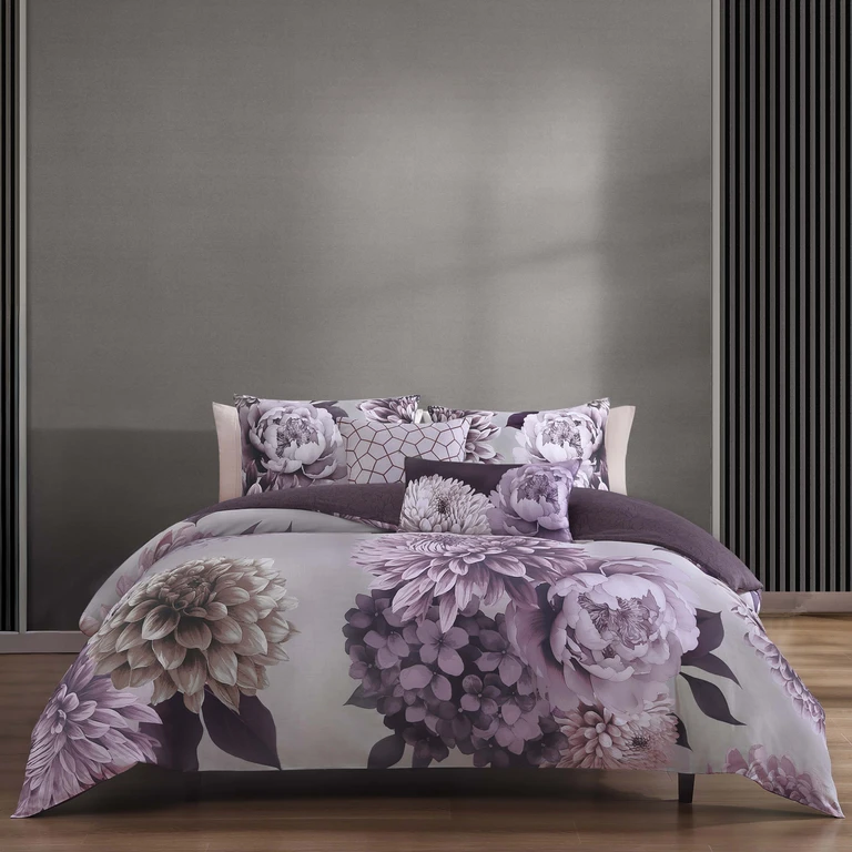 Plum Petal 5 Piece Reversible Comforter Set