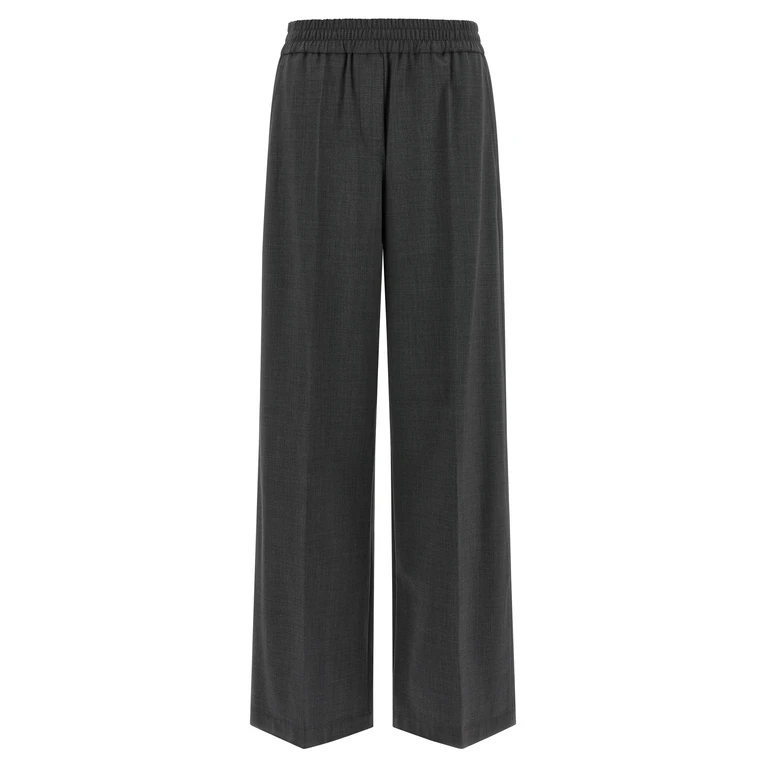 Brunello Cucinelli Gray Virgin Wool Flared Pants - Women