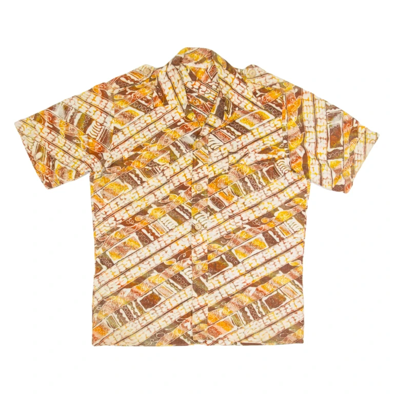 Mens Shirt Orange 90s Striped M