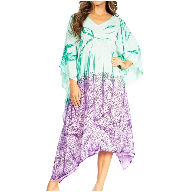 Sakkas Clementine Third Women's Tie Dye Caftan Dress/Cover Up Beach Kaftan Summer