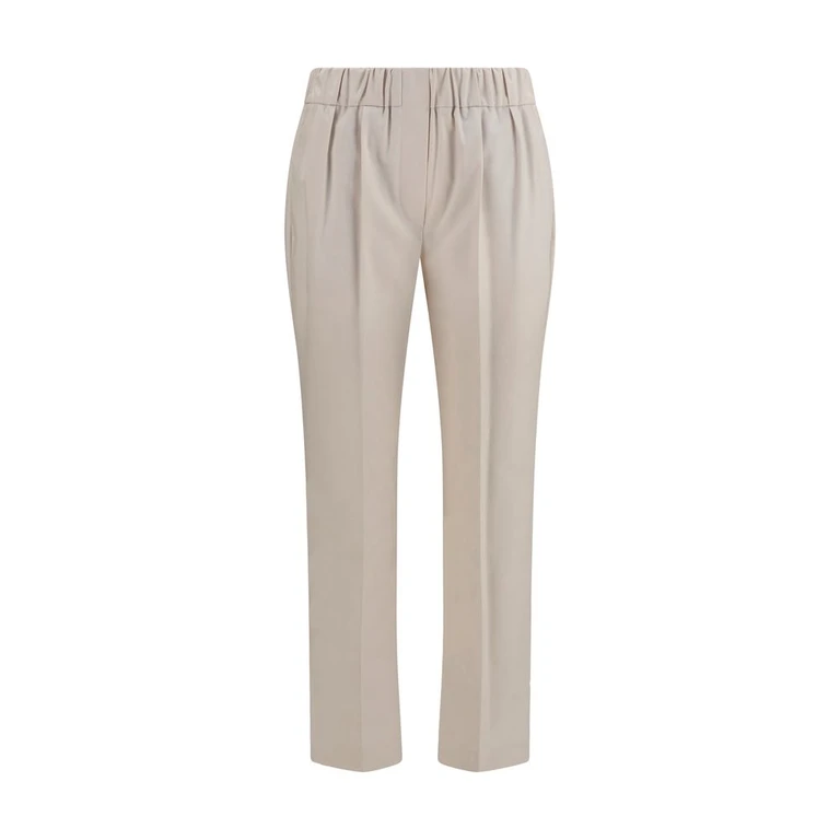 Brunello Cucinelli Beige Cotton Casual Pants - Women