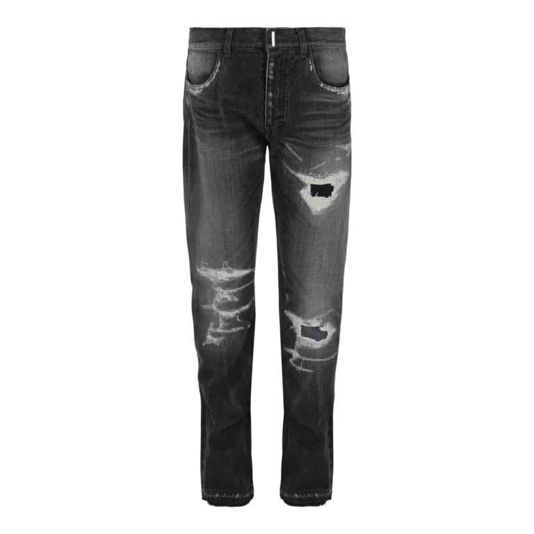 Distressed Straight-Leg Jeans