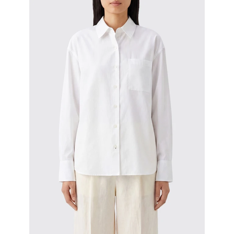 Relaxed Fit Cotton Poplin Shirt with Dropped Shoulders and Pocket (RA9E26SSMCOWHITE)