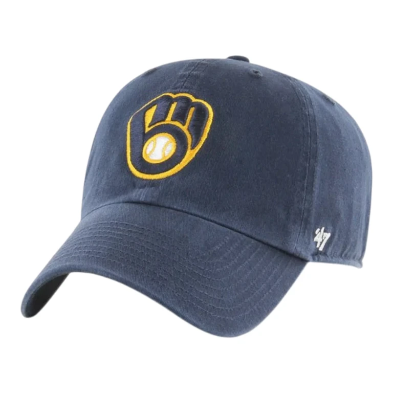 Clean Up Milwaukee Brewers Strapback Hat - Navy Adjustable Cap