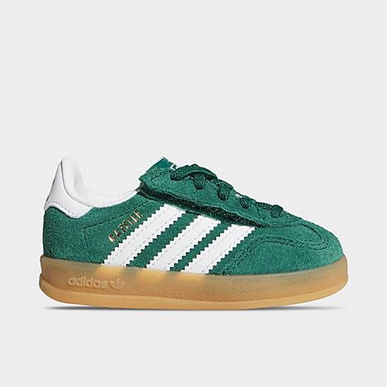 adidas Kids Toddler Originals Gazelle Comfort Closure Casual Shoes in Collegiate Green/Cloud White/Gum Size: 6.5