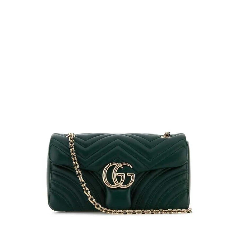Dark Green Nappa Leather Medium Gg Marmont Shoulder Bag Lamb Borse A Tracolla