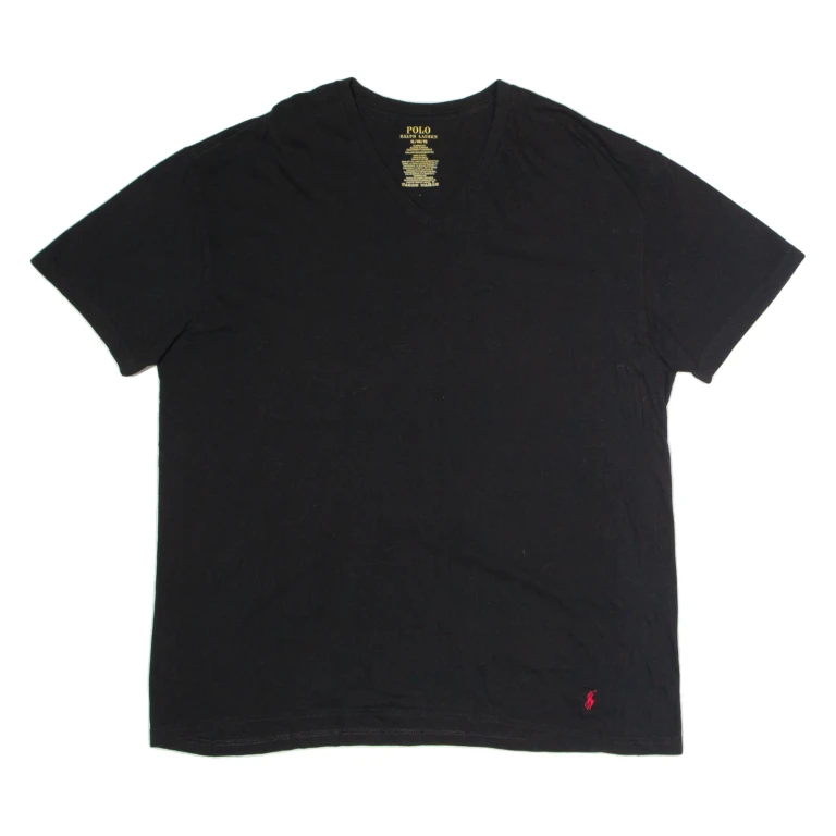 POLO RALPH LAUREN Mens T-Shirt Black V-Neck XL